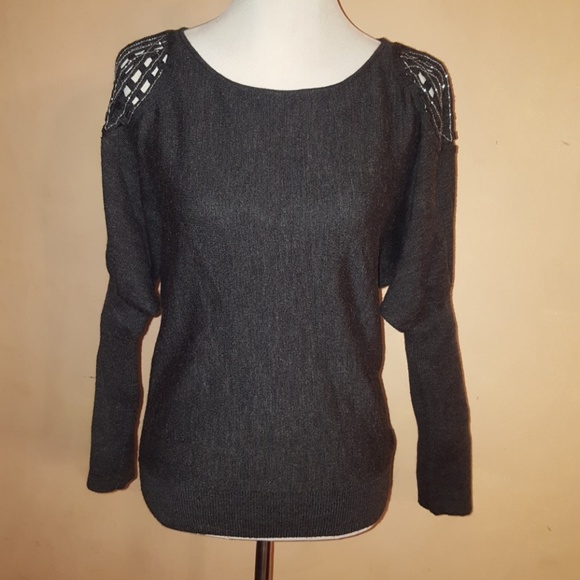 Hazel Sweaters - Cold Shoulder Grey Sweater